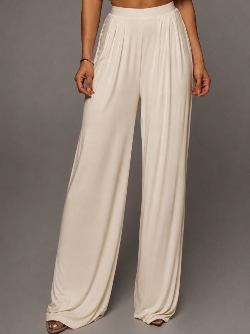 Wide-Leg Cream Palazzo Pants Sz medium JLUXLABEL